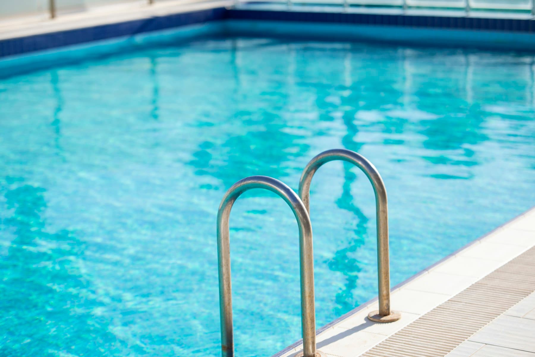 Pool steps and clear water